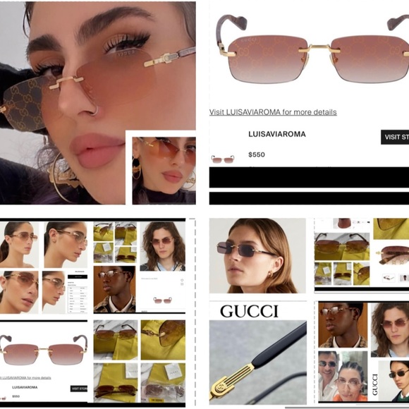 GUCCI VERY COOL ,UNISEX WITH LOGO “ GG” ON RIMLESS RECTANGULAR SUNGLASSES - Picture 8 of 16